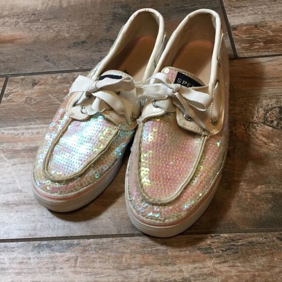 Sperry - White & Pink Sequined Boat Shoes!… - Picture 6 of 6
